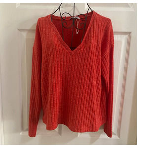 Red Zara LS V Neck sweater size m